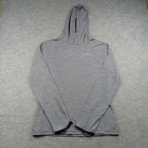 Voormi Hoodie Womens Large Gray Wool Blend Light Pullover Thumbholes Hiking